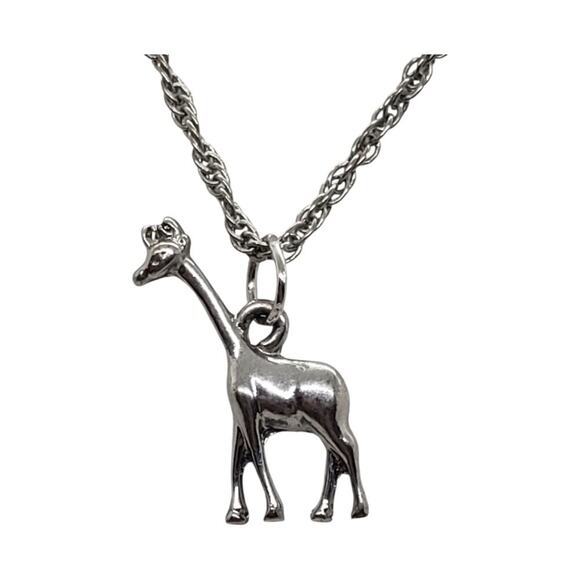 Sterling Silver Giraffe Pendant Necklace Figural Zoo Safari Animal - Picture 9 of 9